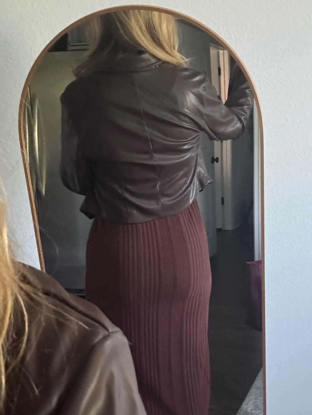 Cropped Brown Faux Leather Jacket - Women's - Picture 6 of 10